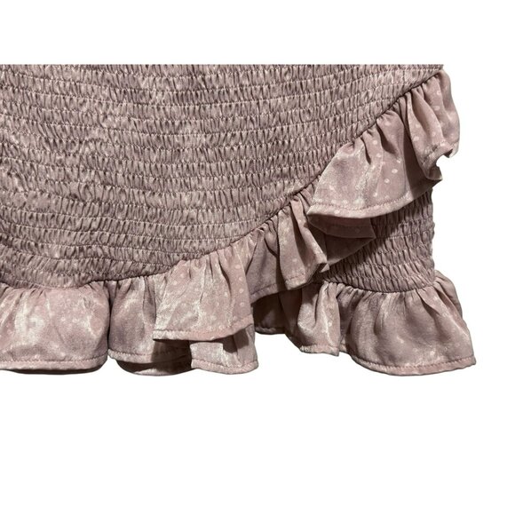 HYFVE Never Enough Smocked Elastic Ruffled Mini Skirt Mauve Sz L Fairycore NEW - Picture 2 of 5